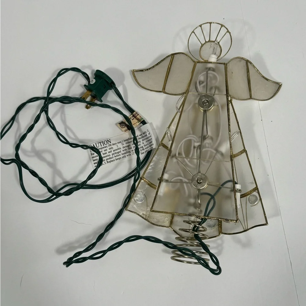 Vintage Capiz Shell Angel Tree Topper Lights Up By Kurt Adler - In Box